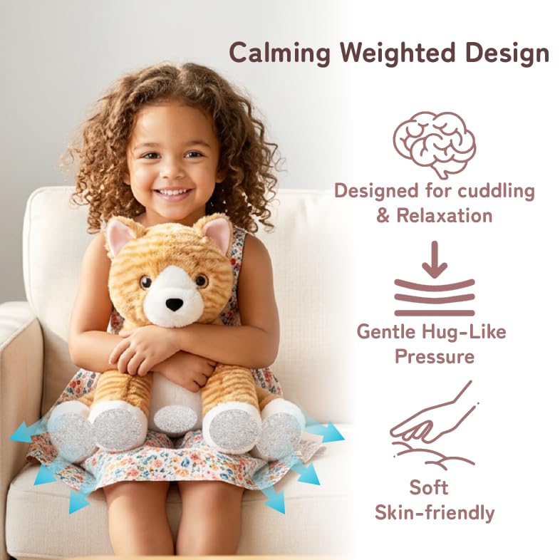 Image of Niuniu Daddy Orange Tabby Weighted Stuffed Animals, Plush Pillow for Kids