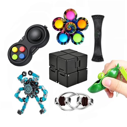 Fidget Toys 7 Pack,Relieves Stress Anxiety Fidget Toys for Kids and Adults with ADD,ADHD, Autism or Anxiety,Easter Basket Stuffers Gift for Kids Teen Cool Gadget
