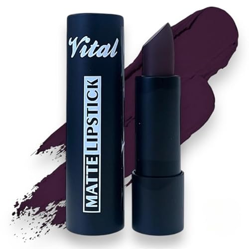 Vital Horizon Matte Lipstick – 27 Rich Shades – Long-Lasting, Waterproof, Non-Drying Formula (Dark Plum)
