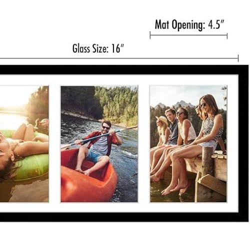 Americanflat Black 8X20 Inch Collage Picture Frame | Displays Four 4X6 Inch Photos In Both Horizontal And Vertical Formats. Shatter-Resistant Glass. Hanging Hardware Included #TOP1