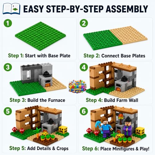 Image of Yashoni Building Blocks Toy Set for Kids | DIY STEM Construction Bricks with Mini Figures, Creative Models & Educational Play Set| Blocks Game (96, The Harvest Season)