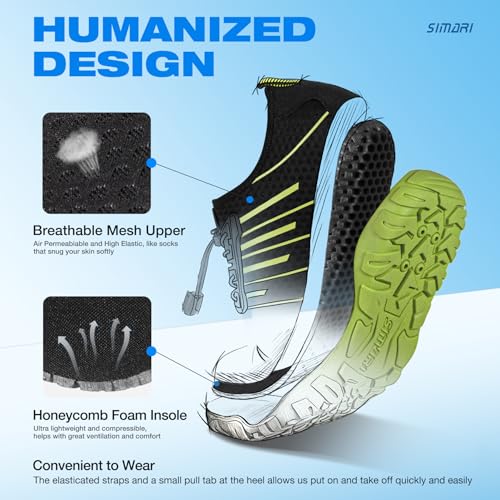 Image of SIMARI Water Shoes for Women Men - Barefoot Quick-Dry Aqua Socks | Lightweight Swim Shoes for Surfing, Swimming, Beach Sports, Kayaking, Diving | Non-Slip Design