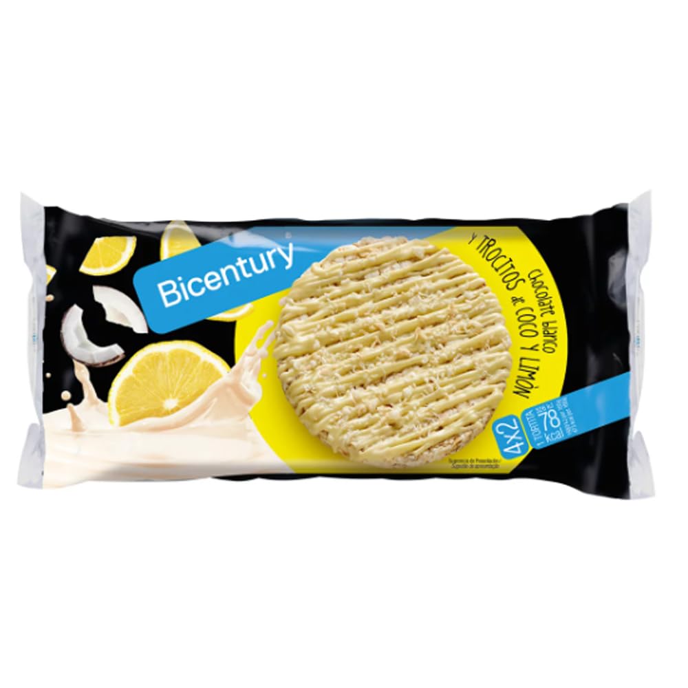 Reiswaffeln mit weißer Schokolade, Kokos- und Zitronenstückchen 4x2. B3SO. 139 g. 6er-Pack.