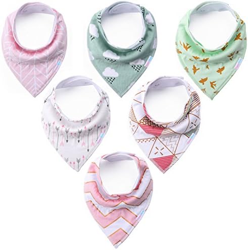 Baby Bandana Drool Bibs - Cute Kids Design for Girls, 100% Organic Cotton for Drooling and Teething, Perfect Baby Registry Gift for Infant and Newborn by KiddyByte