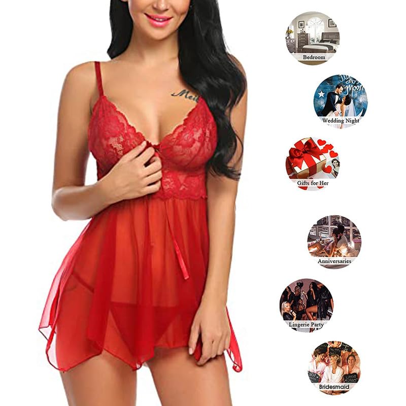 Image of Love Maker Women Honeymoon Special Babydoll Chemise Lingerie Night Dress for Wedding Night Small to 3XL