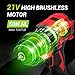 Brushless Drill Set, 21V Cordless with 2 Batteries and Charger, 3/8Inch Keyless All-Metal Chuck, 2 Variable Speeds, 20+3 Power Drill Kit for Screw Wood/Ceramic/Tile/Steel