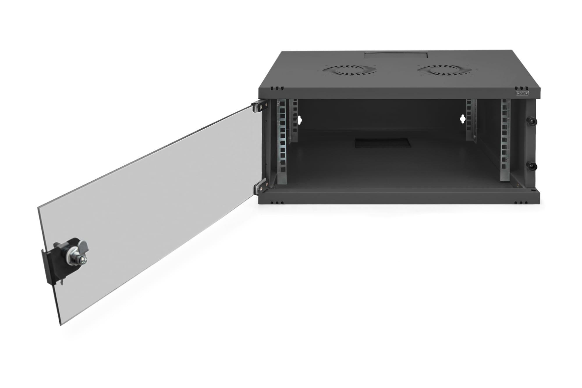 DIGITUS Armario de red, rack de 19 pulgadas 4 U, Sin montar, Montaje en pared, 400 mm de profundidad, Carga 60 kg, Puerta de cristal, Negro