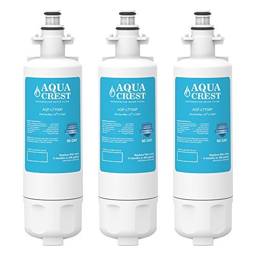 3 Pack AQUACREST LG LT700P, ADQ36006101, KENMORE 469690 Refrigerator Water Filter Replacement