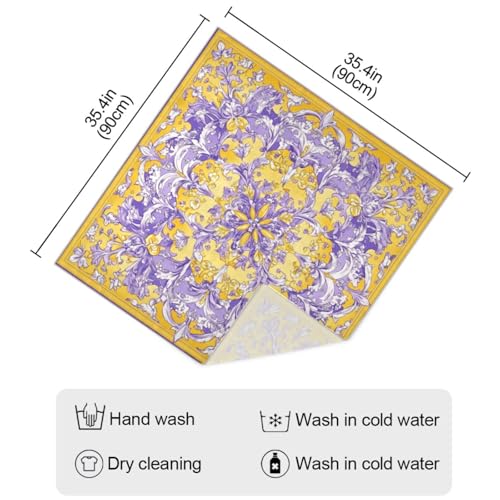 Retro Flower Pattern Purple and Yellow silk scarf pashmina elegant for women's for christmas scarf bufanda elegante para mujer4