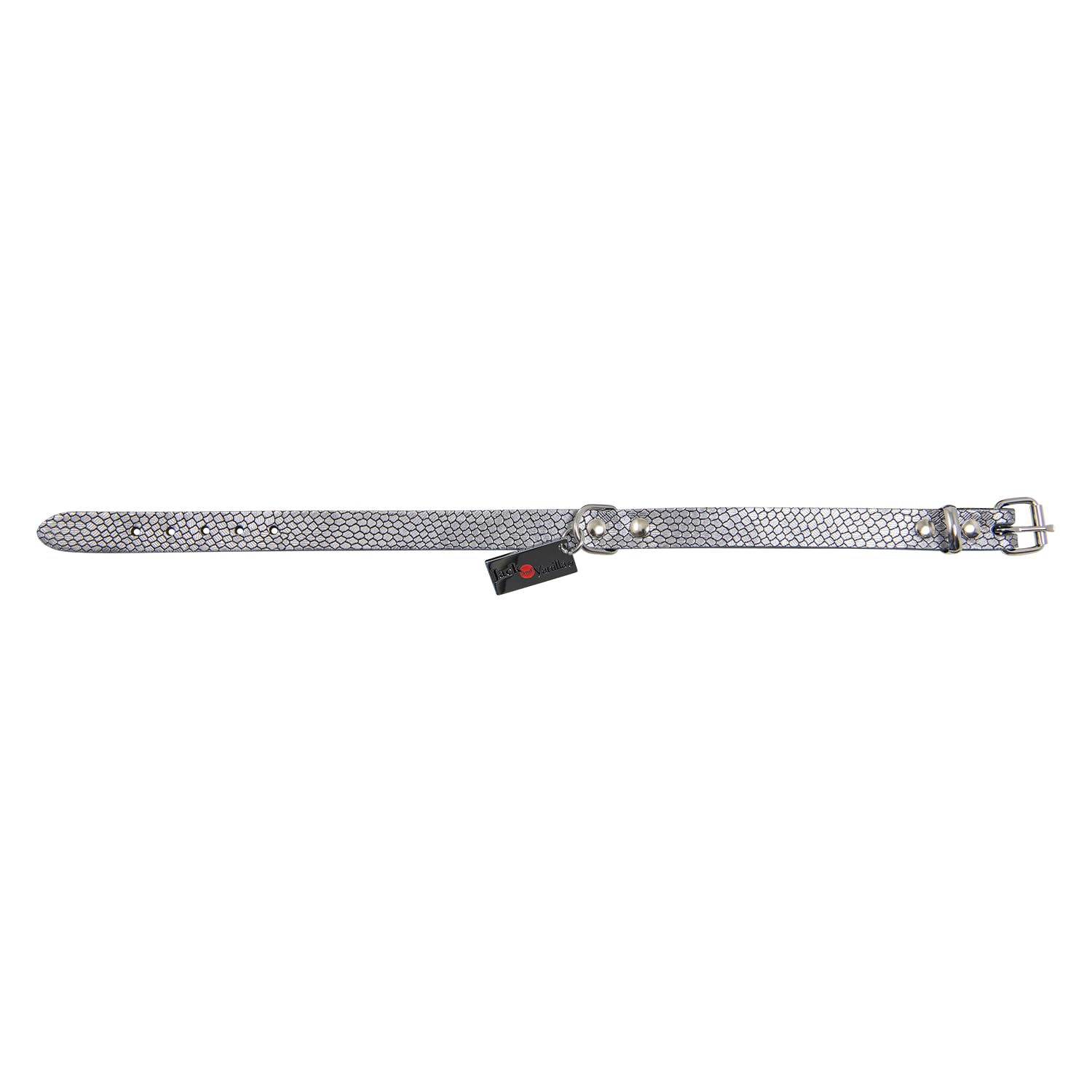 JACK AND VANILLA, Snake Dog Collar, Monaco Model, Silver Snake, Size 14 mm x 35 cm