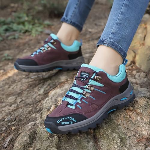 Sobzia wasserdichte Schuhe Damen,Wanderschuhe Damen Wasserdicht Breite Füße Halbschuhe Trekkingschuhe Leichte Outdoor Schuhe Bergschuhe rutschfeste Turnschuhe Laufschuhe (Lila,40)