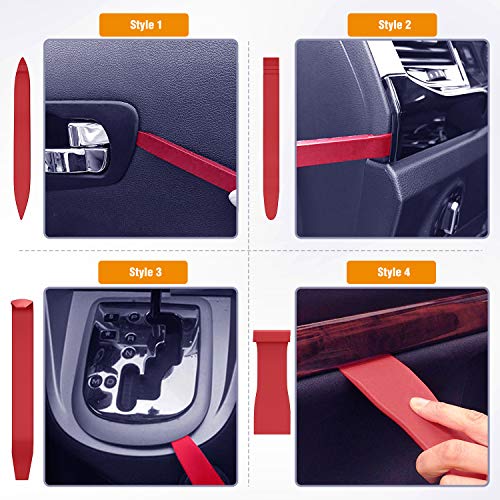 Gooacc 8Pcs Auto Trim Removal Tool Kit No-Scratch Pry Tool Kit For Car Audio Dash Door Panel Window Molding Fastener Remover Tool Kit-Red #TOP4