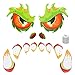 Halloween Grün Monster Wandaufkleber,ZERHOK 1 Set Groß Abnehmbare Outdoor Wasserdichte Aufkleber PVC Scary Gesicht mit Augen Nase Zahn für Halloween Garagentor Tür Garten Fenster Requisiten Deko