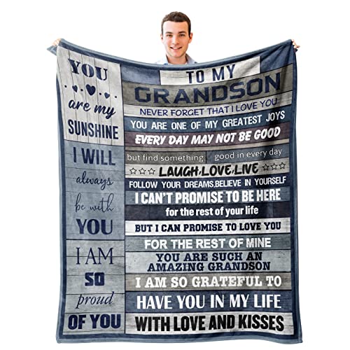 Xutapy Grandson Gifts From Grandma Grandpa, Grandson Graduation Gifts Blanket 60’’X50’’, Birthday Gifts For Grandson, Best Grandson Ever Throw Blanket, Grandson Gift Ideas For Christmas Valentines Day #TOP2