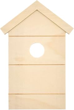 Plaid Unfinished Wood Birdhouse Plaque, 10" x 6.75" Wooden Surface Perfect for DIY Arts and Crafts Projects, 63521
