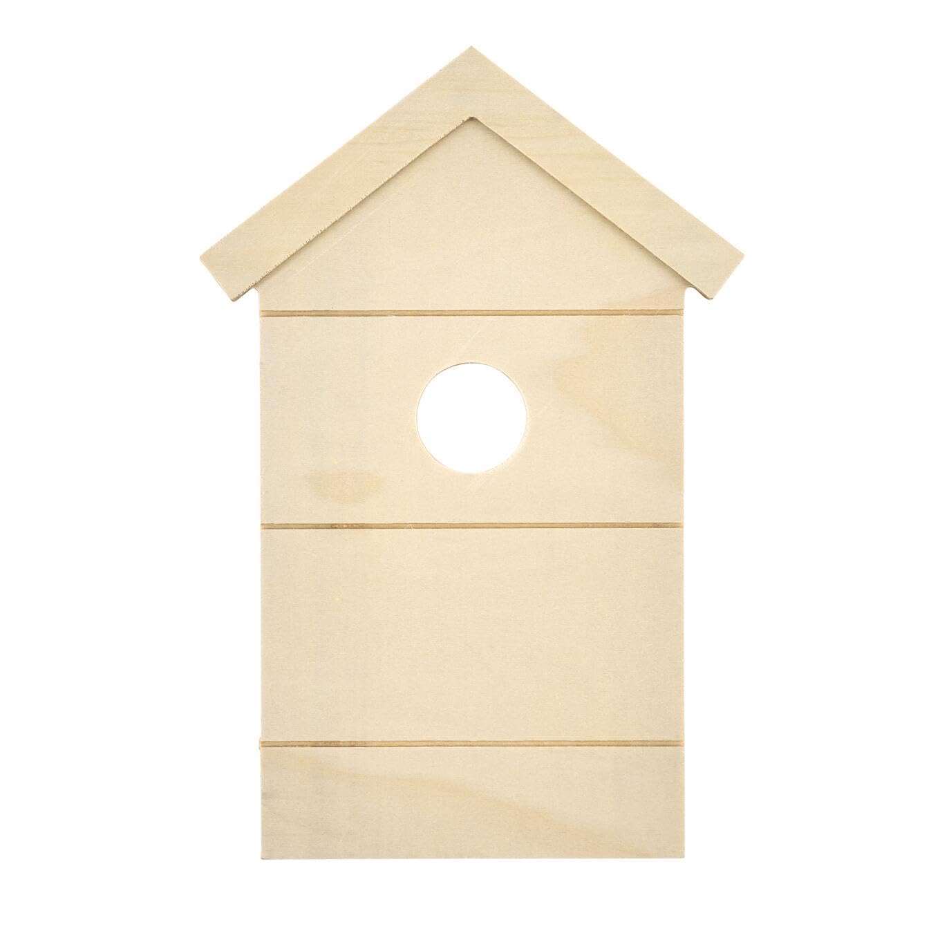 Plaid Wood Unfinished Birdhouse Plaque, 10" x 6.75" Wooden Surface Perfect for DIY Arts and Crafts Projects, 63521