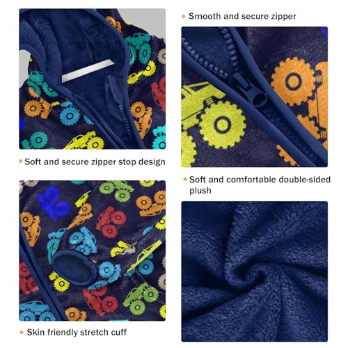 Boys' Fleece Hoody Jacket Zip Up Coat Warm Fall Winter Plush Jacket Colorful Monster Truck Long Sleeve Outerwear3