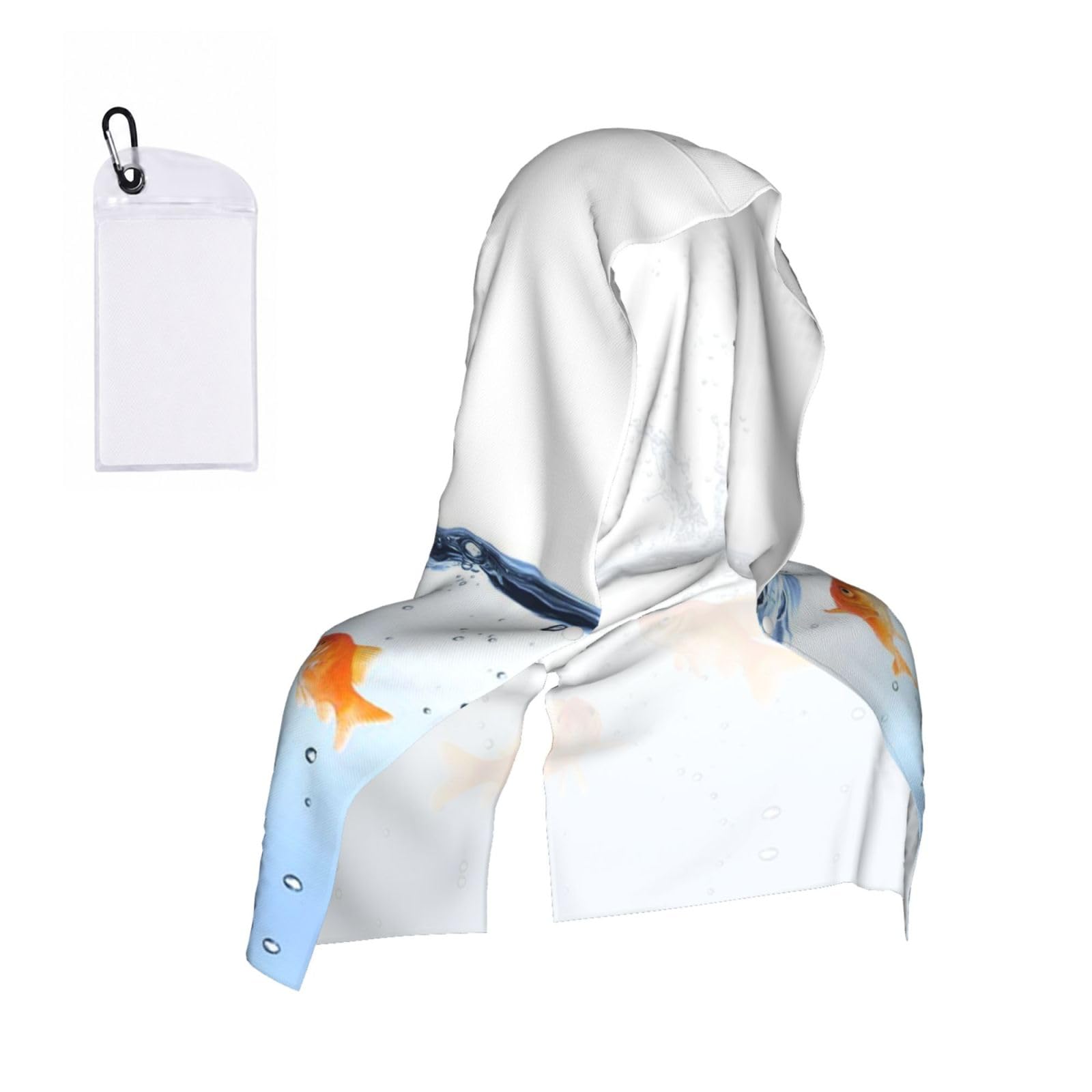SATUSA Fish In Water Print Cooling Hoodie Towel, Cooling Towels For Neck And Face, Quick Drying Absorbent Cooling Head Towel Beach Camping Gym Construction(2pcs)