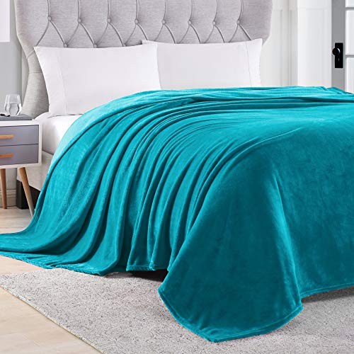 Exq Home Fleece Blanket King Size Teal Throw Blanket For Bed Or Couch - Microfiber Fuzzy Flannel Blanket For Adults Or Kids #TOP2