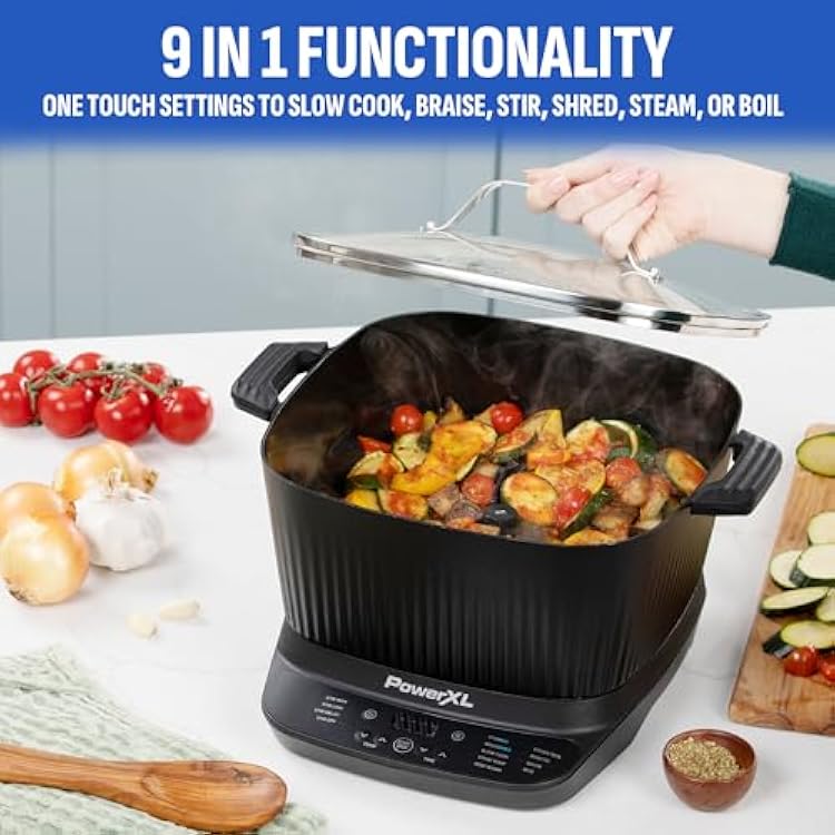 STIRMAX PLUS 7.5 Quart Digital Multi-Cooker with Automatic Paddle to Stir and Shred, 9 in 1 programmable presets to Saute, Sear, and Brown Food Before Simmering Accessories & Cookbook Included