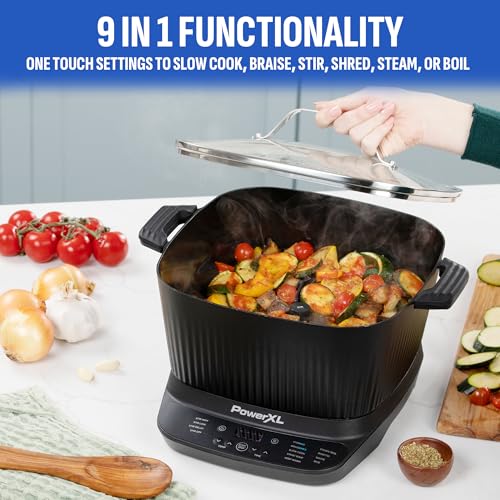 STIRMAX PLUS 7.5 Quart Digital Multi-Cooker with Automatic Paddle to Stir and Shred, 9 in 1 programmable presets to Sauté, Sear, and Brown Food Before Simmering – Accessories & Cookbook Included by PowerXL - Image 2