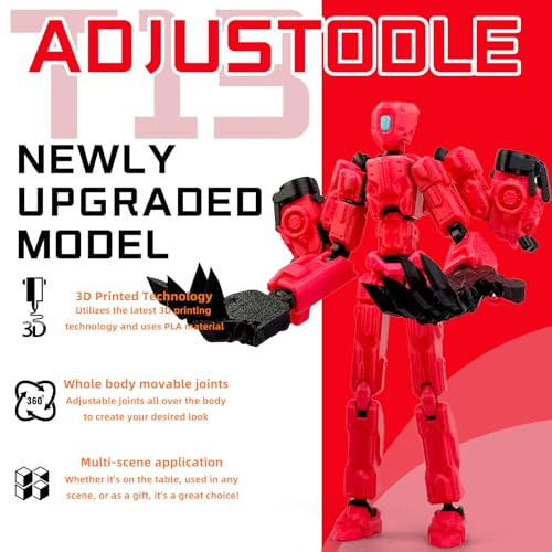 Binvin 8Inch T13 Assembly Completed Action Figure,3D Printed Multi-Jointed Movable Toy Nova 13 Action Figures Desktop Decorations for Game Lovers Toy (Red Emitting red Light) by Binvin - Used condition - Image 6