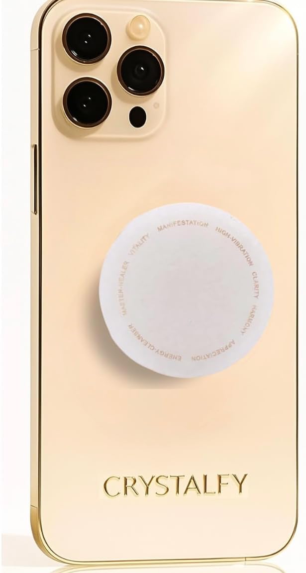 Gratitude Grips by CRYSTALFY Miracle Magnet Clear Quartz Crystal Phone Grip Holder & Expanding Kickstand - Natural Gemstone Swappable Top Accessory for iPhone, iPad, Kindle & Mobile Devices