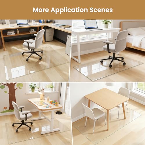 ISTRIPMF 48"x60" Chair mat for Carpet, Tempered Glass Office Chair Mat with Round Corner, Desk Chair Mat for Carpet/Hardwood Floor-with 6 Anti-Slip Pads by ISTRIPMF - Image 7