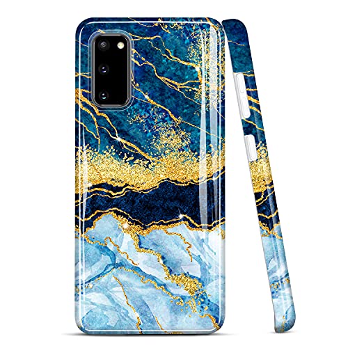 Coque Galaxy S20 mince et légère en silicone souple marbre glitter rose rouge