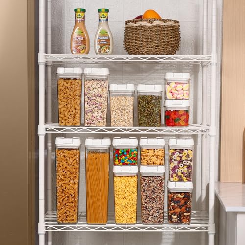 Vtopmart Airtight Food Storage Containers, 7 Pieces BPA Free Plastic Cereal Organizer Canisters with Easy Lock Lids, for Kitchen Pantry Organization, 24 Labels, White2
