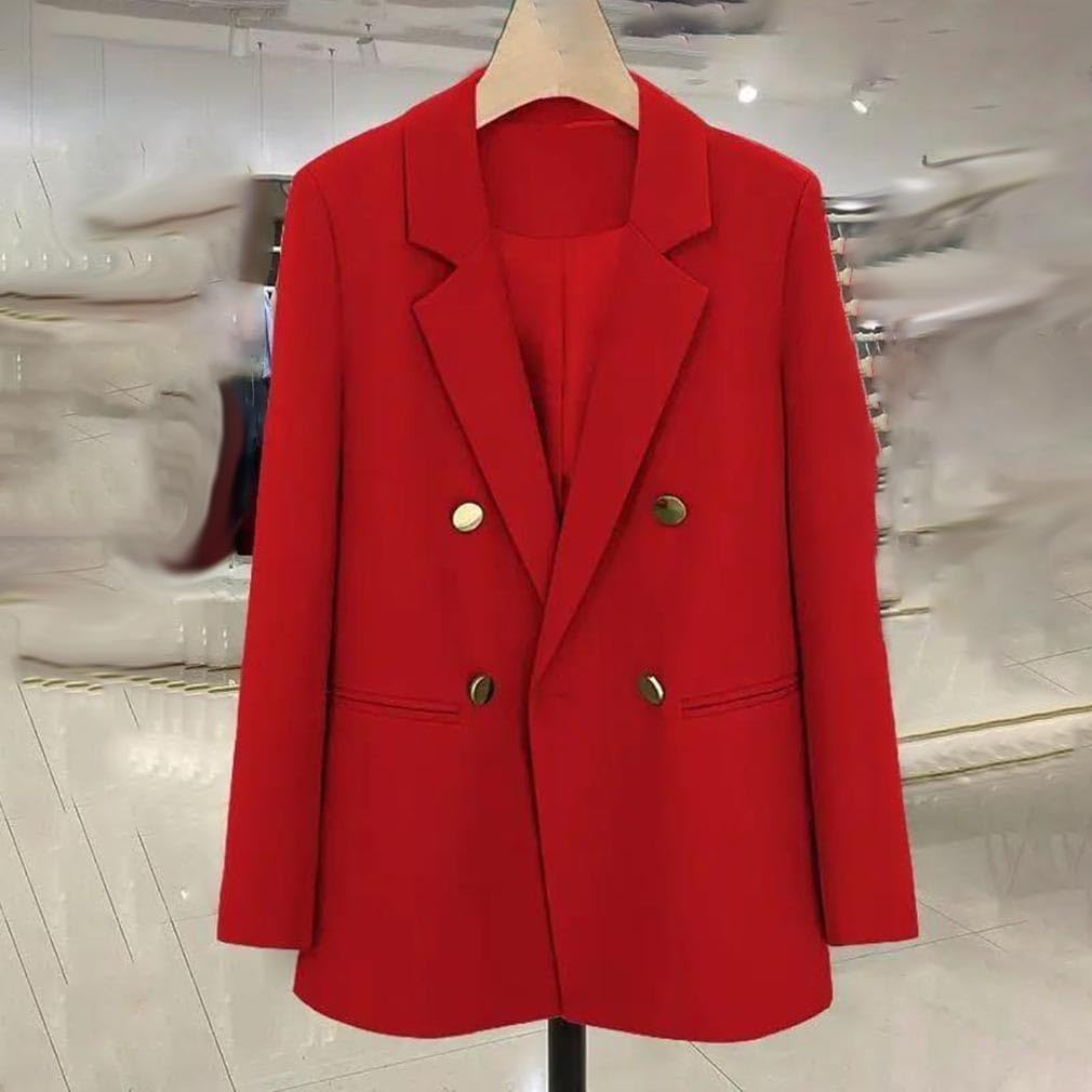 Women Blazer Loose Double Breasted Elegant Temperament Office Jacket