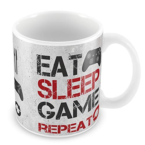 Image of Red Ocean Eat Sleep Game Gaming Mug Gamer Gift Inspired Christmas Birthday Gift for Son Brother