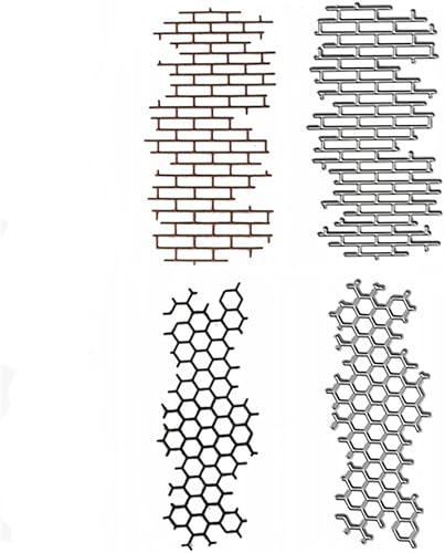 Miniatura 6 de Ladrillo de metal Irregular Red Honeycomb Troqueles de corte de red de pared Troqueles de corte en relieve Plantillas de plantillas para decoración