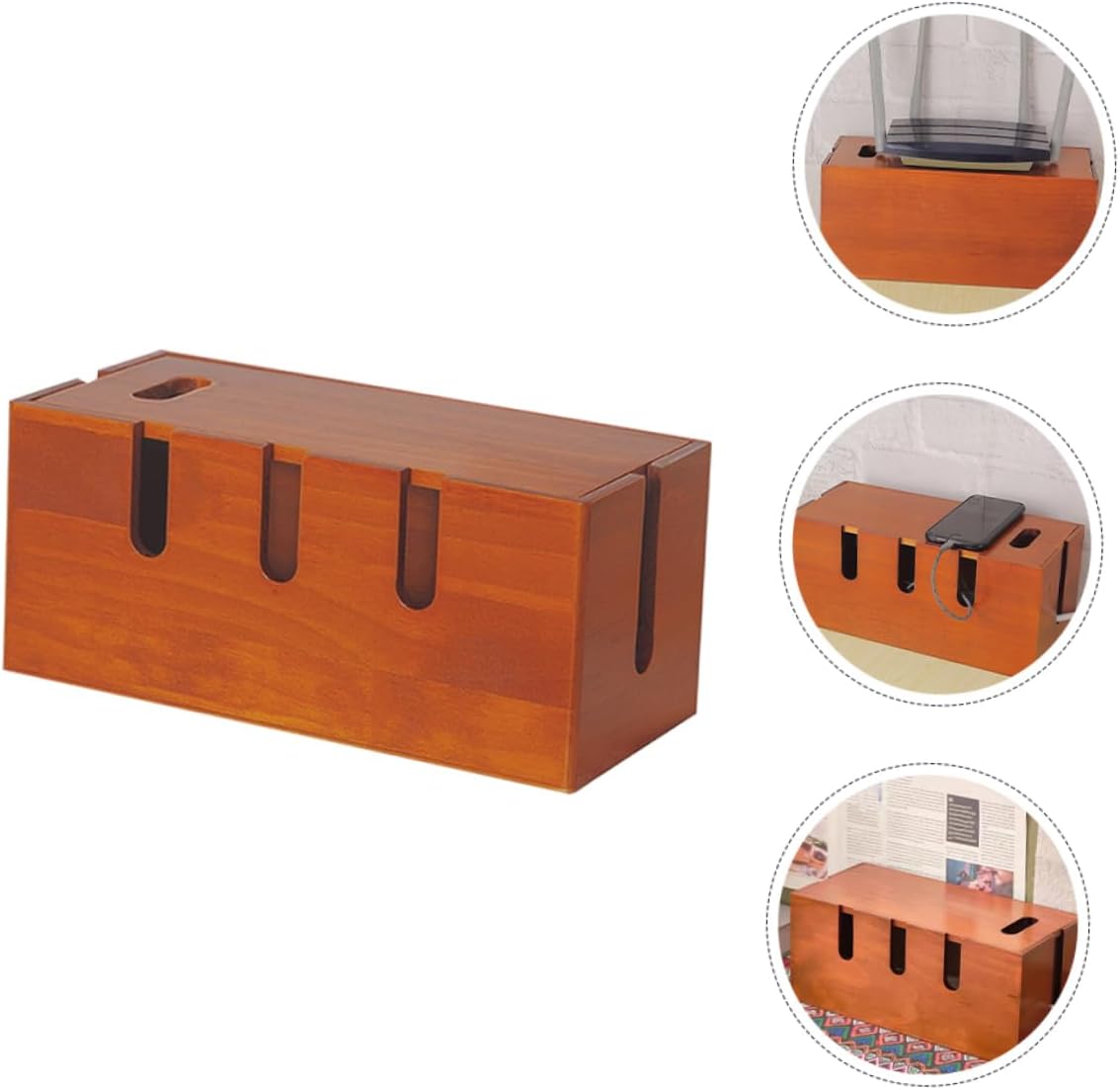 Angoily Wooden Cable Management Organizer Under Desk Wire Management for Electronics