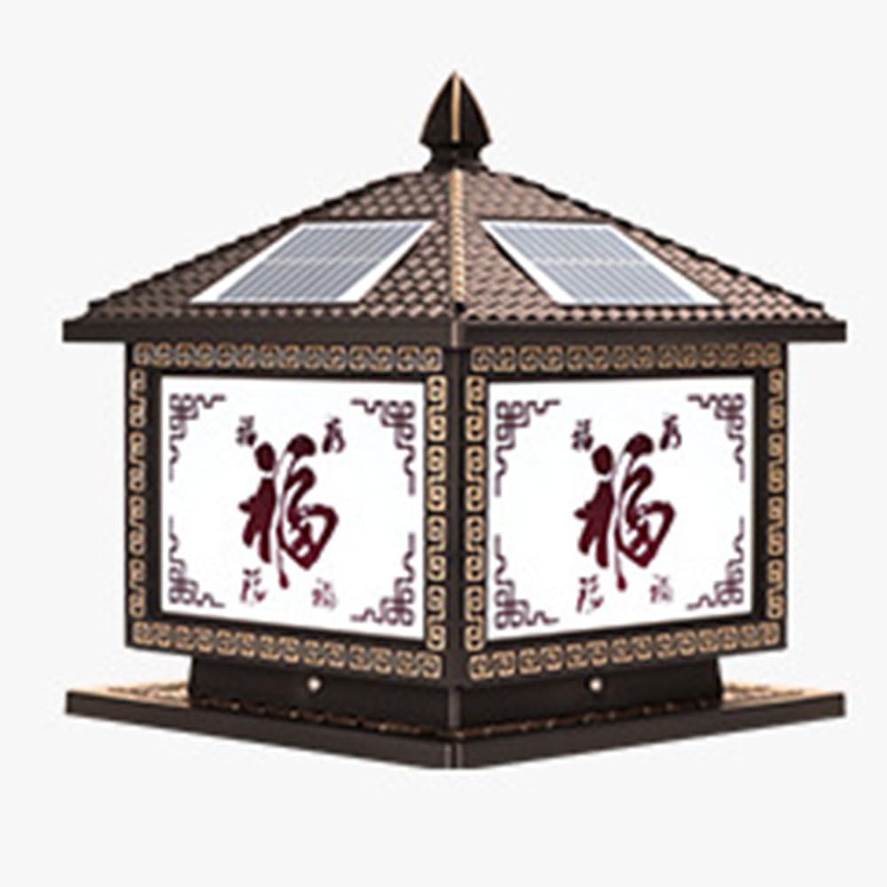 Solar-Pfostenkappen-Licht, Vintage-Stil, chinesischer Stil, Outdoor-Deck-Lampe, wasserdicht, für Terrasse, Garten, Villa, Tor, Feuchtraum-Dekoration