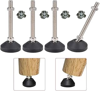 Uni-Fine M8 x 100 mm Ø 50 mm Tornillo de ajuste, pie para muebles, puede soportar 450 kg, patas ajustables, pie de ajuste, soporte de ajuste máximo de 15 °