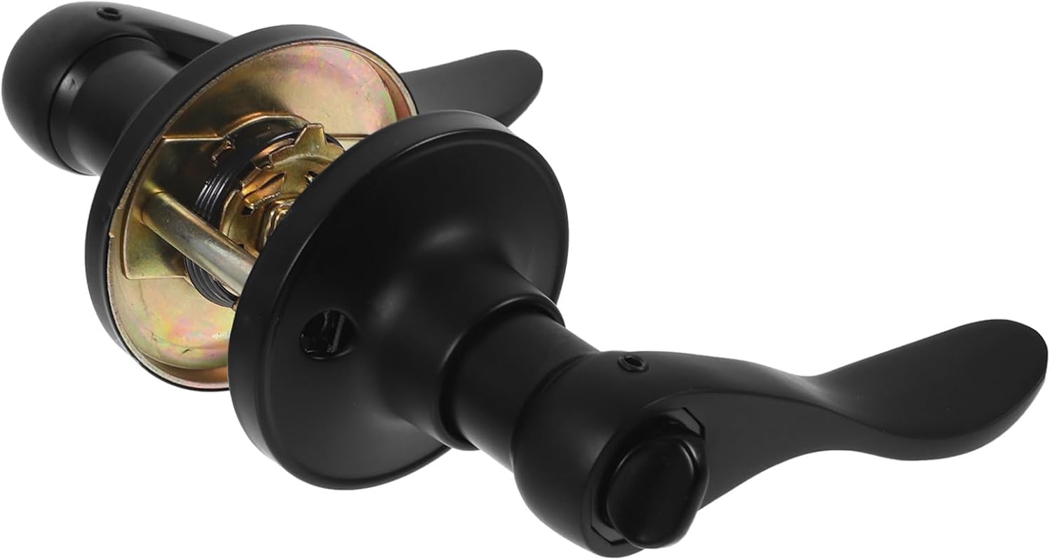 ARTIBETTER Bedroom Door Handle Lock Interior Privacy Door Lever Round Hole Black Finish
