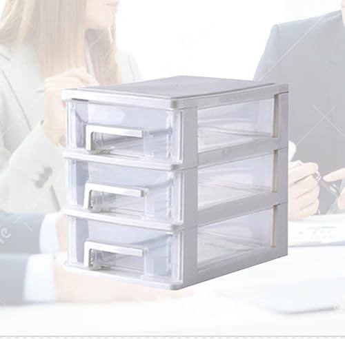 Miniatura 5 de Gatuida Cajones de almacenamiento de plástico, organizador de escritorio de 3 cajones, caja de almacenamiento de escritorio de plástico