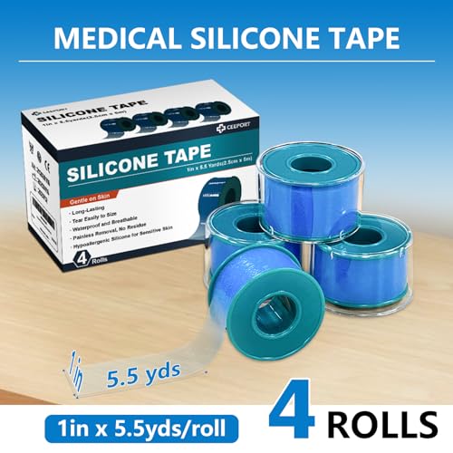 Ceeport Soft Silicone Tape for Skin, 1" x 5.46 Yards, 4 Rolls Medical Adhesive Tape, Easy to Tear Pre-Cut Waterproof Surgical Tape for First Aid, Wound, Bandage and Sensitive Skin by Ceeport - Image 6