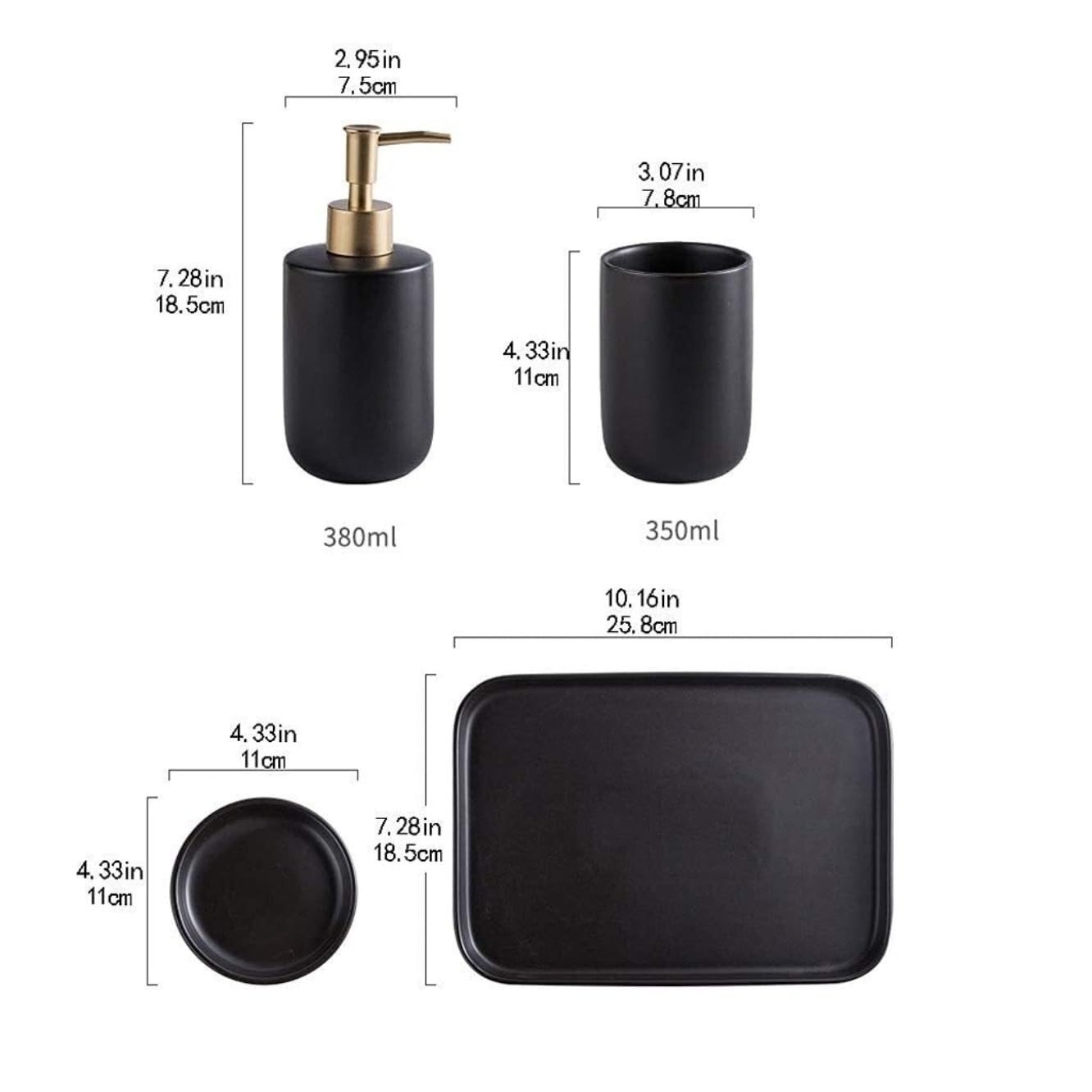 Badezimmer Set 5 Packungen Keramik Lotion Flasche Mundwasser Tasse Seifenschale Tablett Badezimmer Zubehör Set Für Hotel Restaurant Dekoration Organizer(White)