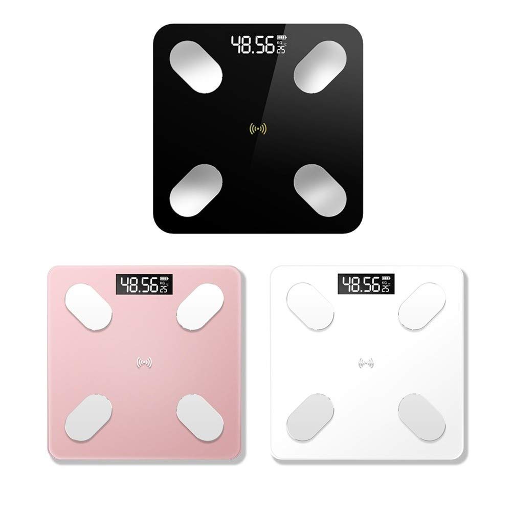 Báscula electrónica Inteligente Profesional, báscula Digital para baño, báscula de Suelo, Duradera (Color: Dorado) (Blanco)