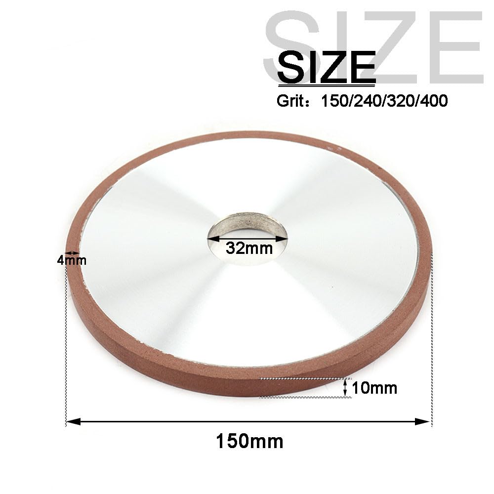 1pc meule diamantée parallèle 150mm/200mm outil abrasif circulaire pour fraise en acier au tungstène accessoires pour outils électriques, 150x10mm, grain 240