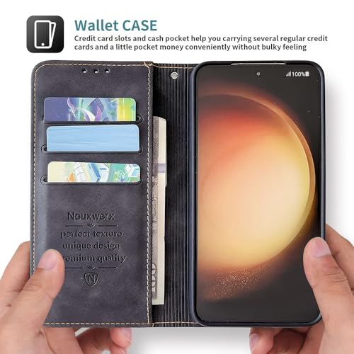 Nouxwerx Capa carteira para Samsung Galaxy A14 5G com zíper para cartão de crédito, capa de telefone