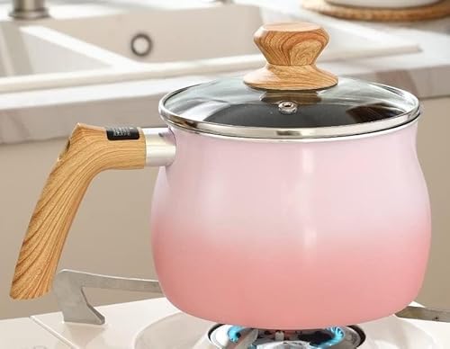 Aoasious 雪平鍋 ミルクパン・ミルクポット 片手鍋 ノンスティック 小鍋 洗いやすい 焦げ付きにくい IH・ガス火対応 オール熱源対応 朝ごはん・コーヒー・お粥・即席めんに 一人暮らし向け 調理鍋 キッチン (B)