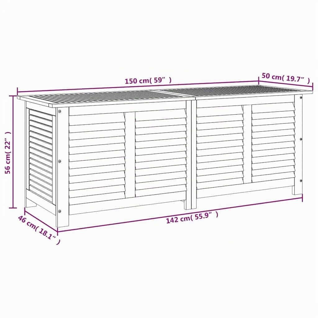 vidaXL Boîte de Rangement de Jardin Persienne, Coffre à Jouets, Meuble de Rangement, Organisateur de Terrasse Cour Patio Extérieur, Bois Acacia