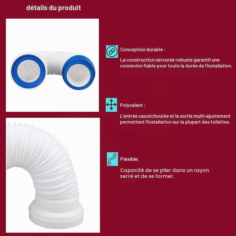 Connecteur Universel De Tuyau D'Évacuation Des Toilettes, Longue Durée, Joint Fiable, Connecteur Flexible De Cuvette De Toilette Pour De Nombreux Modèles De Toilettes Ou Des Conduites Complexes, Etc
