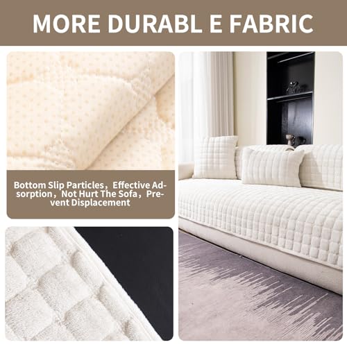 Mdsasfd Velvet Couch Cover, Washable Sectional Sofa Cover, Anti Slip Sofa Slipcover For 3 Cushion Couch Sofa L Shaped Armrest Backrest thumb #4