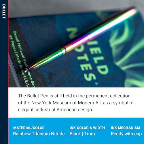 Image of Fisher Space Pen Supernova Rainbow Titanium Nitride Bullet Pen, Pressurized Ballpoint Pen, Compact Size, Writes Upside Down, Extreme Temperatures, Black Ink, Medium Point, Gift Box, Made in USA