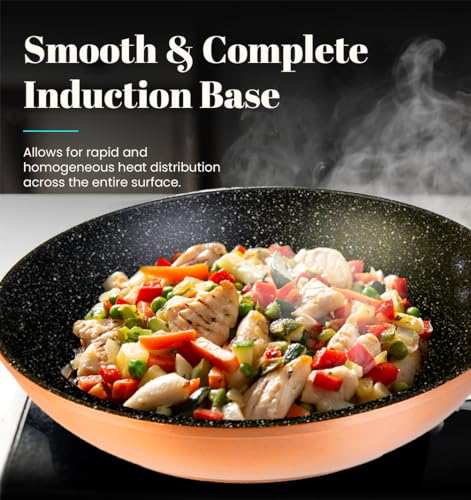 Wecook! Professional Padella Induzione 32Cm, Antiaderente Ecologico In Pietra Senza Pfoa, Alluminio Forgiato, 2,8 Mm Spessore, Rame, Maniglia In Acciaio Inox, Vitroceramica, Gas, Forno - 7