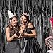 2 Pack 2025 Graduation Party Decorations, 3.28 FT x 7.05 FT Black Backdrop, Metallic Graduation Photo Backdrop Fringe Curtains Tinsel Backdrop Foil Streamer, Grad Party Supplies Photo Booth Props